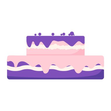 Böğürtlenli çok katlı pasta. Simge. Kartpostalların, parmak izlerinin ve tasarımın dekorasyonu için. Kutlama için, doğum günü