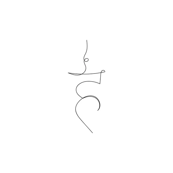 Vishuddha Csakra Szimbólum Egyetlen Vonallal Rajzolódik Lineáris Jóga Szimbólum Energiajel — Stock Vector