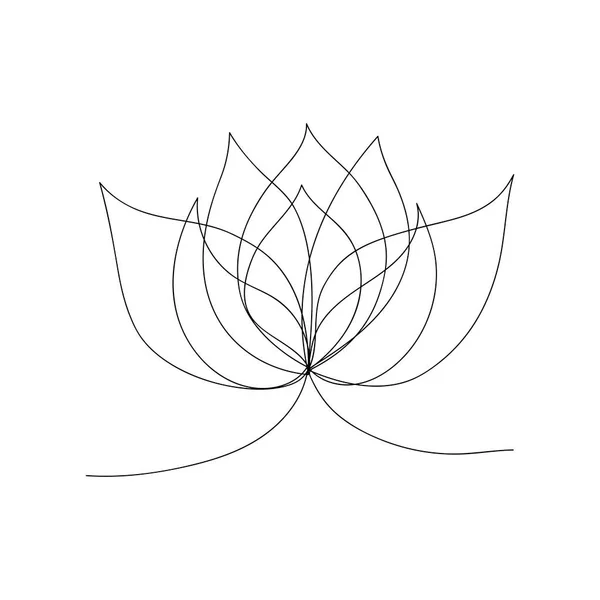 Uma Linha Desenhada Flor Lótus Símbolo Budismo Yoga Hinduísmo Espiritualidade —  Vetores de Stock