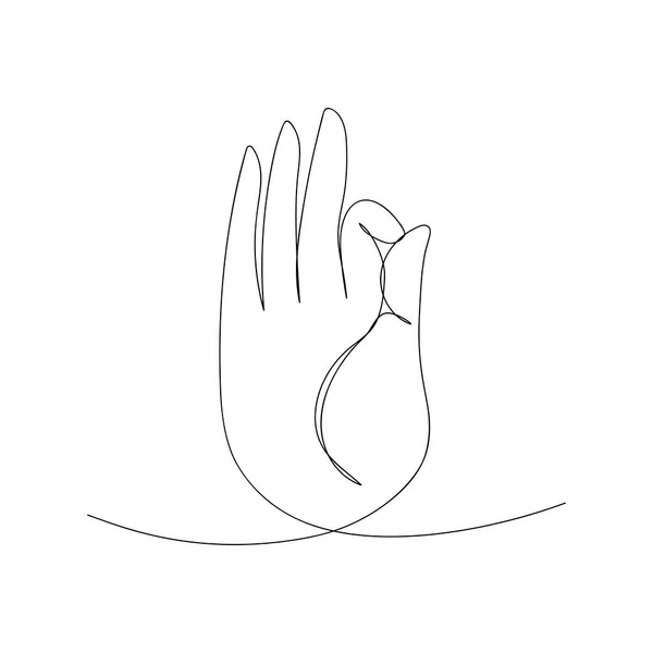 Рука Мудра Зображена Одній Лінії Символ Буддизму Йоги Індуїзму Духовності — стоковий вектор