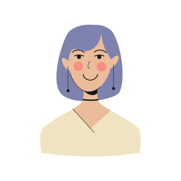 Avatar Flachen Cartoon Stil Mit Einem Lächeln Mädchen Mit Blauen — Stockvektor