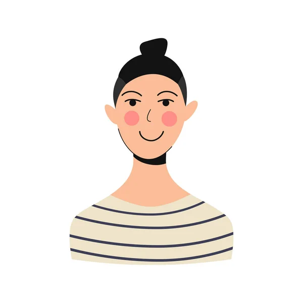 Avatar Estilo Plano Dibujos Animados Con Sonrisa Tipo Moreno Con — Vector de stock