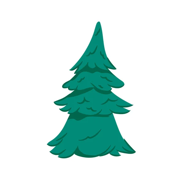 Süssüz yeşil Noel ağacı. Vektör el çizimi illüstrasyon. Beyaz arkaplanda simge izole edildi. Noel ve Aralık 'ta Yeni Yıl Kutlaması