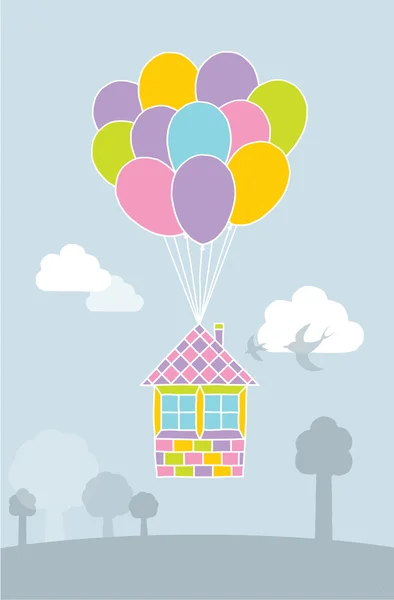 Balão casa ilustração — Vetor de Stock