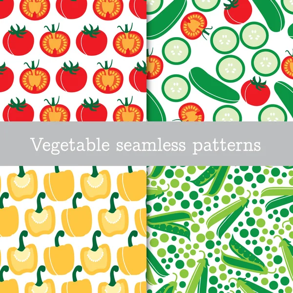 Quatro padrões de repetição de vegetais — Vetor de Stock