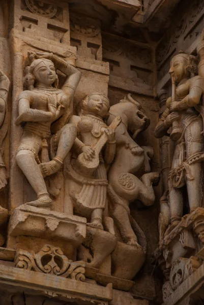 Gégény Mandir Temple. Udaipur, India. Töredékek a falak. — Stock Fotó