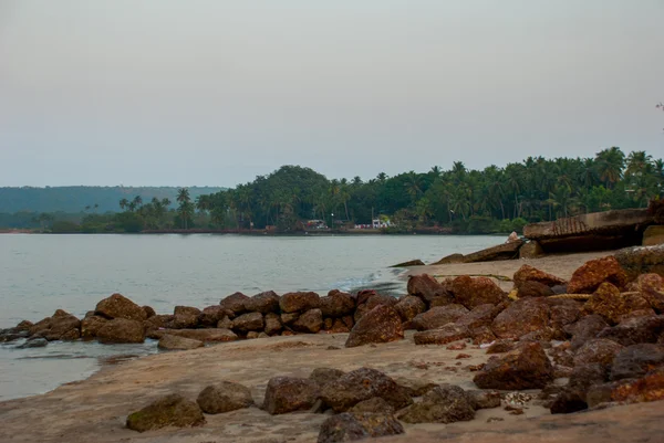 Paesaggio serale, crepuscolo del mare. Stato di Goa, India . — Foto Stock