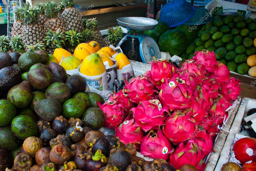 Fruit market. Kuala Lumpur, Malaysia. - Zdjęcie stockowe ...
