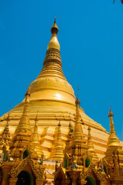 Altın stupa. Shwedagon Selami pagoda. Yangon, Myanmar
