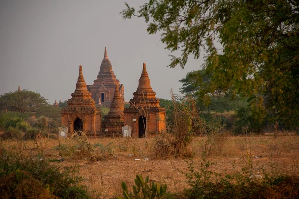Antické chrámy v Bagan, Myanmar. Barma — Stock fotografie