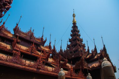 Shwe bin kyaung, ahşap teak Manastırı mandalay, myanmar'olduğunu