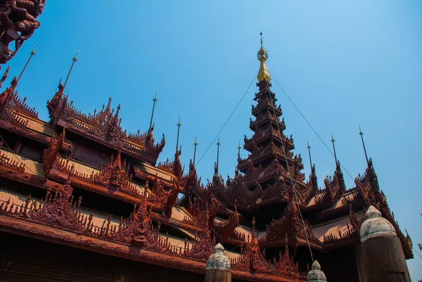 Shwe bin kyaung, ahşap teak Manastırı mandalay, myanmar'olduğunu
