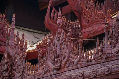 Shwe bin kyaung, ahşap teak Manastırı mandalay, myanmar'olduğunu