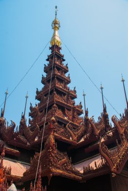 Shwe bin kyaung, ahşap teak Manastırı mandalay, myanmar'olduğunu