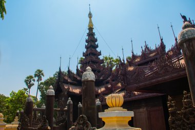Shwe bin kyaung, ahşap teak Manastırı mandalay, myanmar'olduğunu