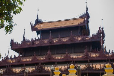 Shwe bin kyaung, ahşap teak Manastırı mandalay, myanmar'olduğunu