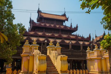 Shwe bin kyaung, ahşap teak Manastırı mandalay, myanmar'olduğunu