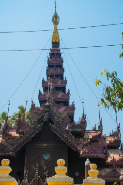 Shwe bin kyaung, ahşap teak Manastırı mandalay, myanmar'olduğunu