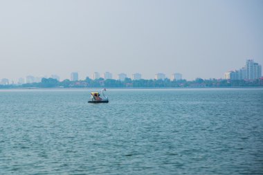 Olağandışı tekne Nehri üzerinde bir kuğu şeklinde. Hanoi.Vietnam.
