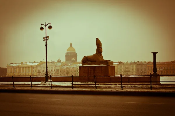 St. Isaac's Cathedral. Quay. The sculpture of the Sphinx. Saint-Petersburg. Russia — Stock Photo, Image