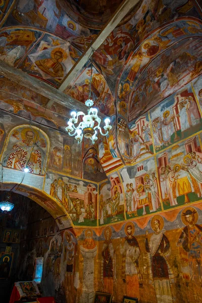 Matka Canyon Skopje Region North Macedonia 位于Matka Canyon领土上的St Nicholas修道院的内部有古老的壁画 — 图库照片