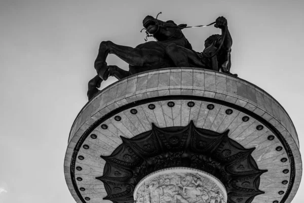 Skopje Nord Macedonia Krieger Pferd Alexander Der Große Statue Stadtzentrum — Stockfoto