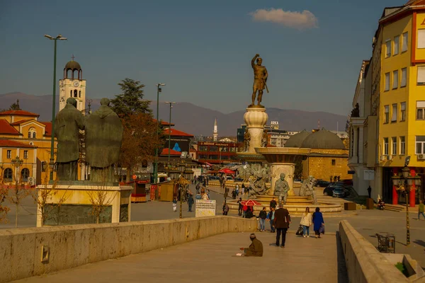 Skopje Nordmacedonia Vacker Staty Philip Centrala Skopje Norra Makedonien — Stockfoto