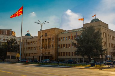 ÜSKÜP, NORTH MACEDONIA: Makedonya 'nın Üsküp kentinde Parlamento Binası