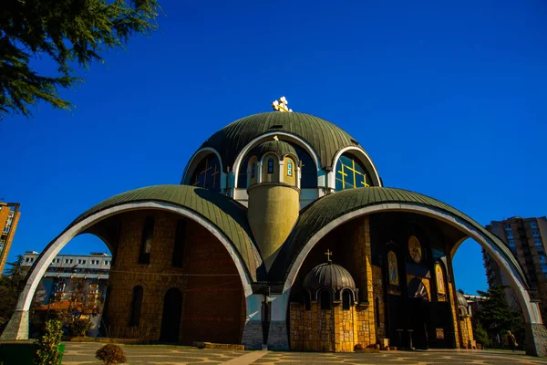 Skopje North Macedonia Beautiful Orthodox Saint Clement Ohrid Church Blue — Stock Photo, Image
