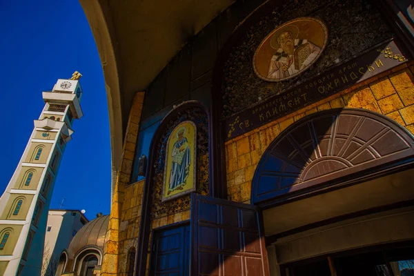 Skopje Norte Macedonia Bela Igreja Ortodoxa São Clemente Ohrid Contra — Fotografia de Stock