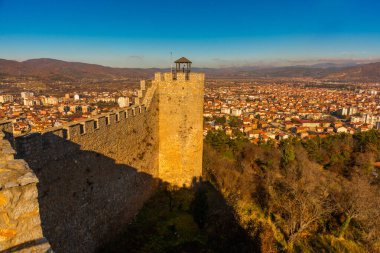 OHRID, NORTH MACEDONIA: Kuzey Makedonya 'daki UNESCO Dünya Mirasları Bölgesi olan Kral Samuel' in Eski Kalesi veya Samuel 'in Ohri' deki Kalesi