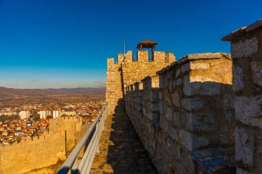 OHRID, NORTH MACEDONIA: Kuzey Makedonya 'daki UNESCO Dünya Mirasları Bölgesi olan Kral Samuel' in Eski Kalesi veya Samuel 'in Ohri' deki Kalesi