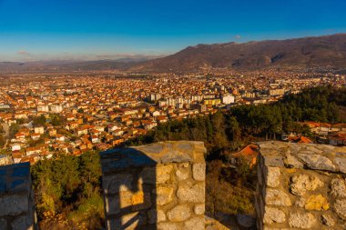 OHRID, NORTH MACEDONIA: Kuzey Makedonya 'daki UNESCO Dünya Mirasları Bölgesi olan Kral Samuel' in Eski Kalesi veya Samuel 'in Ohri' deki Kalesi