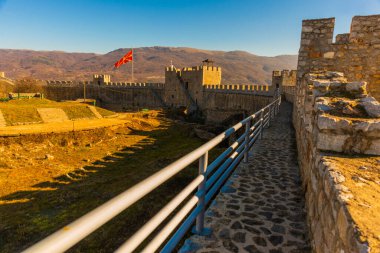 OHRID, NORTH MACEDONIA: Kuzey Makedonya 'daki UNESCO Dünya Mirasları Bölgesi olan Kral Samuel' in Eski Kalesi veya Samuel 'in Ohri' deki Kalesi