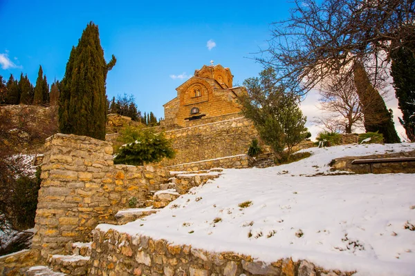 Ohrid Severní Macedonie Starý Kostel Jovana Kanea Jezeře Ohrid Zimě — Stock fotografie