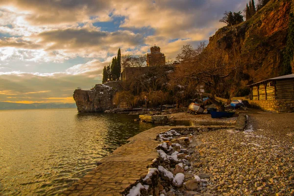 Ohrid Macedonia Del Norte Iglesia San Jovan Kaneo Lago Ohrid — Foto de Stock