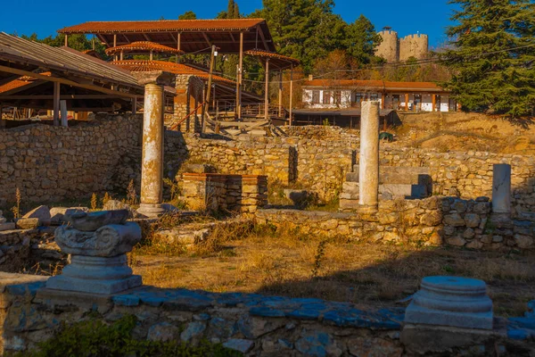 Ohrid Nord Macedonia Alte Säulen Und Ruinen Gebiet Von Plaoshnik — Stockfoto
