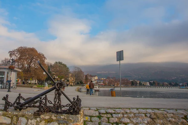 Ohrid North Macedonia Величезний Пам Ятник Березі Озера Охрид Unesco — стокове фото