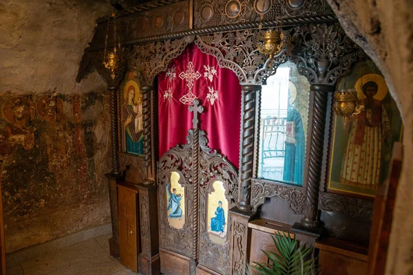 Ohrid Nord Macedonia Orthodoxes Kloster Inneren Höhlenkirche Stephen Der Nähe — Stockfoto