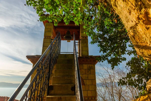 Ohrid Macedonia Del Norte Campanario Monasterio Ortodoxo Iglesia Cueva San — Foto de Stock
