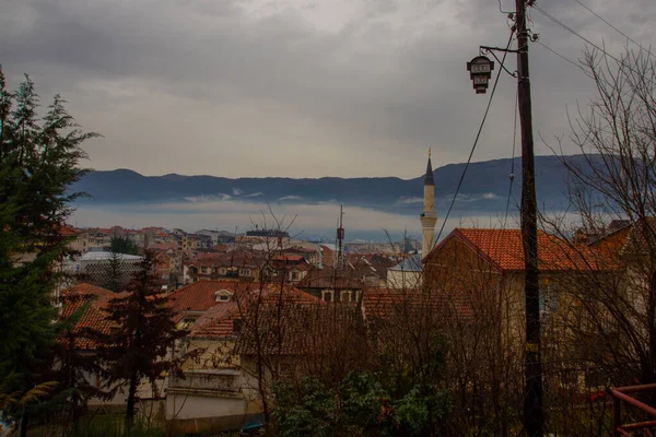 Ohrid North Macedonia Prachtig Uitzicht Vanaf Het Terras Naar Bergen — Stockfoto