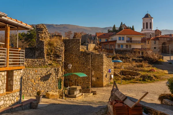 Ohrid Macédoine Nord Vue Sur Les Murs Forteresse Église Orthodoxe — Photo