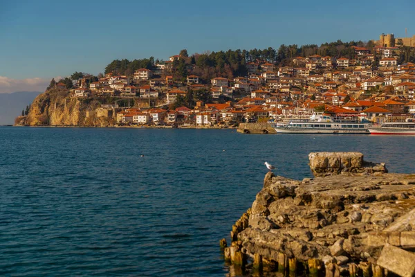 Ohrid Nord Macedonia Blick Auf Die Stadt Und Den Ohridsee — Stockfoto