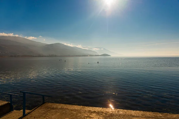 Ohrid Norte Macedonia Bela Paisagem Lago Ohrid Dia Ensolarado Património — Fotografia de Stock