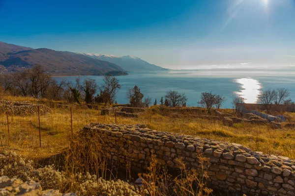 Ohrid Macedonia Del Norte Hermoso Paisaje Lago Ohrid Día Soleado — Foto de Stock