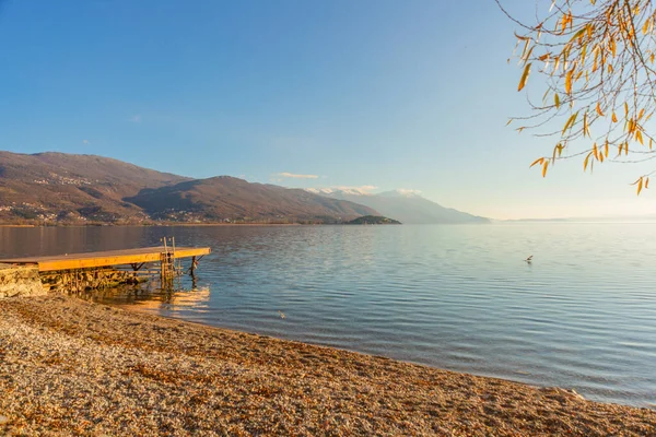 Ohrid North Macedonia Красивий Пейзаж Озері Охрид Сонячний День Unesco — стокове фото