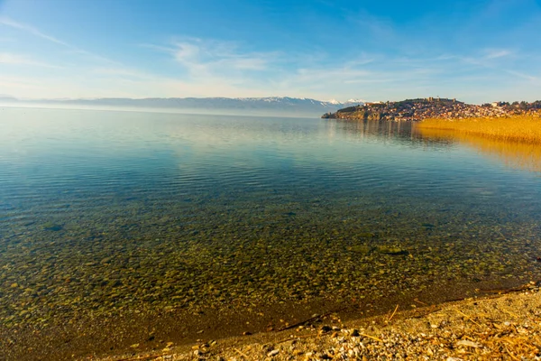 Ohrid North Macedonia Vackert Landskap Vid Sjön Ohrid Solig Dag — Stockfoto