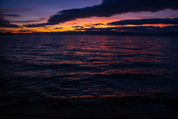 Ohrid Macédoine Nord Beau Paysage Nocturne Après Coucher Soleil Sur — Photo