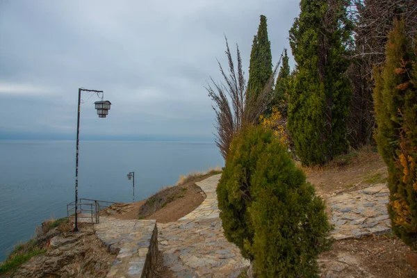 Ohrid Macedonia Del Norte Vista Superior Desde Lago Ohrid Día — Foto de Stock