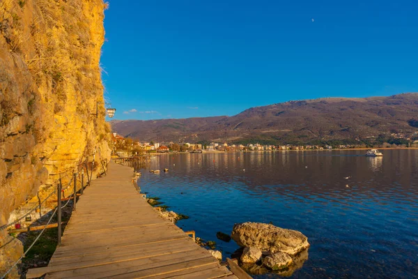 Ohrid Macedonia Del Norte Hermoso Paisaje Lago Ohrid Día Soleado — Foto de Stock